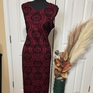 Olivia Matthews Red and Black Midi Dress